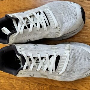 On Running White and Black Athletic Shoes with Breathable Mesh